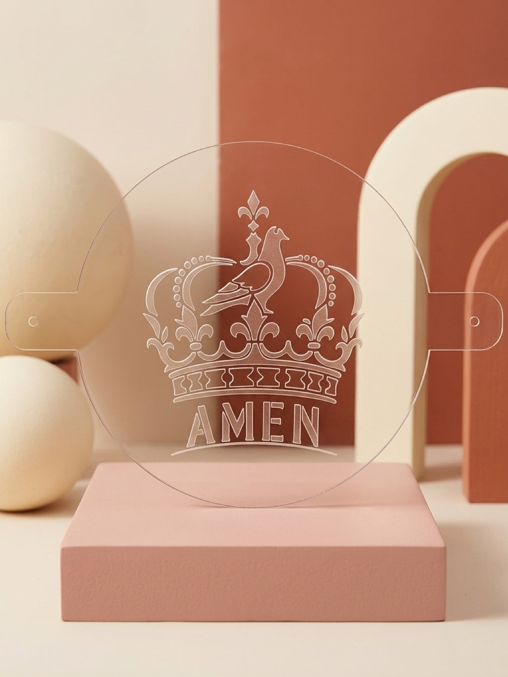 Crown of the Holy Spirit with “AMEN” Acrylic Food Stencil