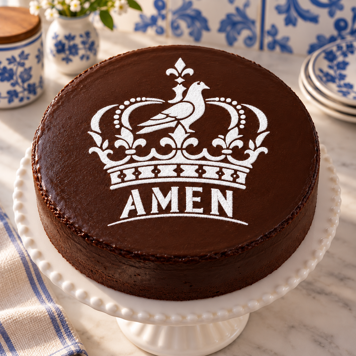 Crown of the Holy Spirit with “AMEN” Acrylic Food Stencil