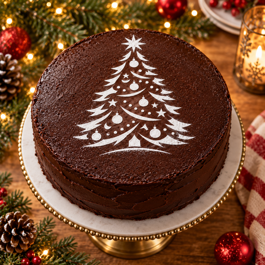 Christmas Tree with Garland Food Stencil
