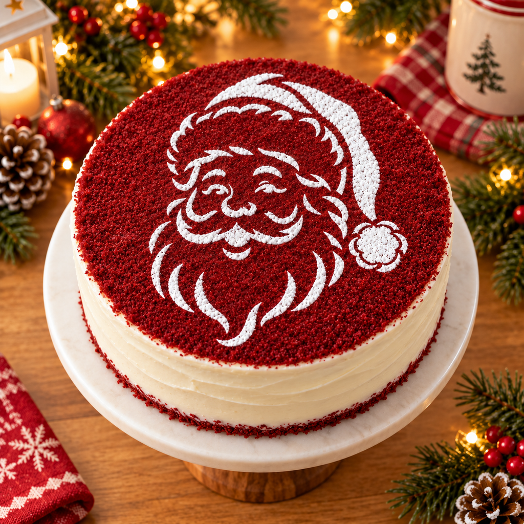 Santa with Open Hat Christmas Food Stencil