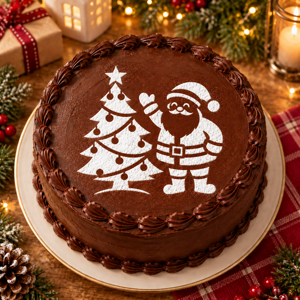 Santa with Christmas Tree Food Stencil – LP0017