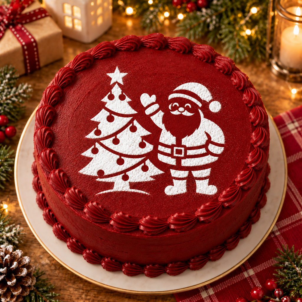 Santa with Christmas Tree Food Stencil – LP0017