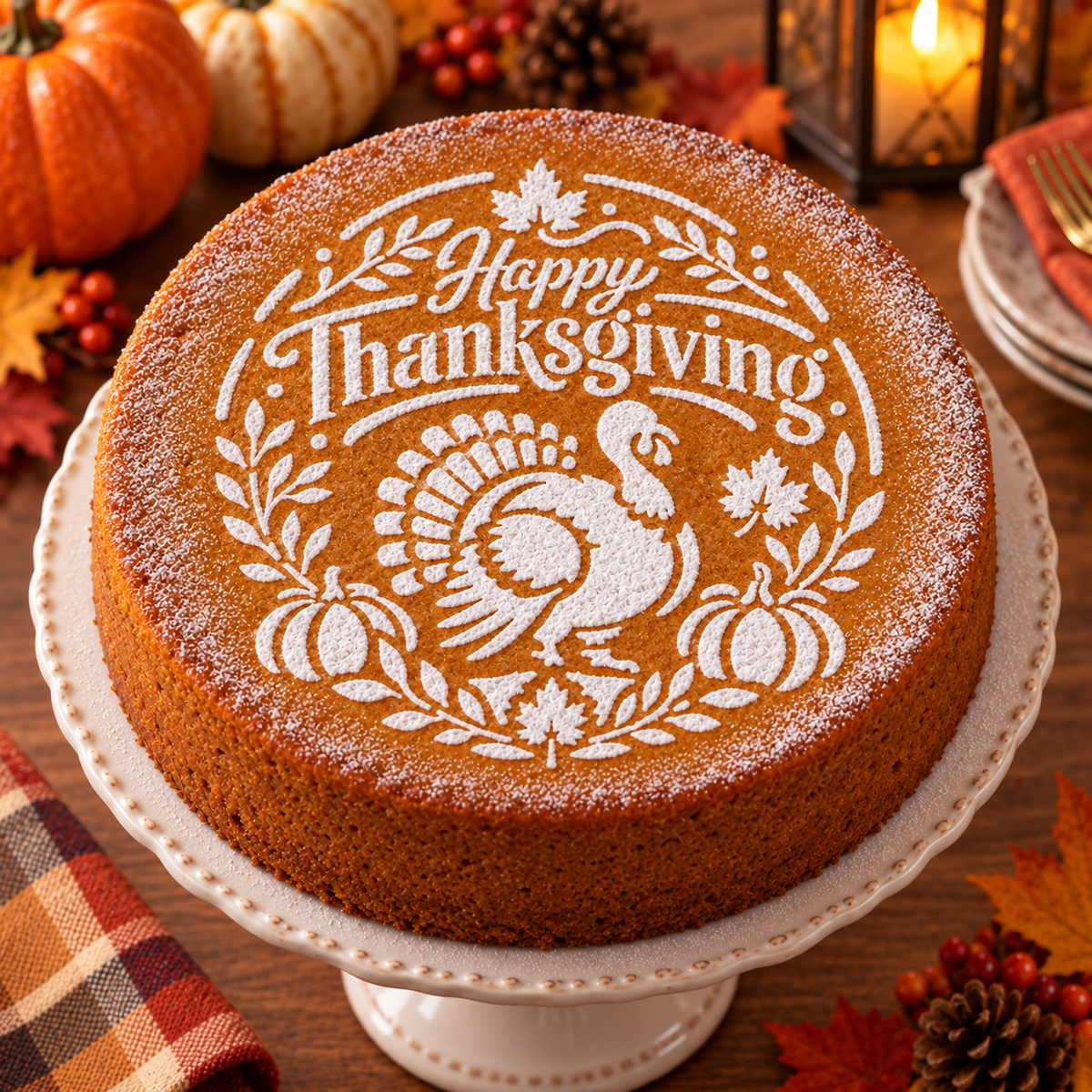Happy Thanksgiving Turkey Food Stencil