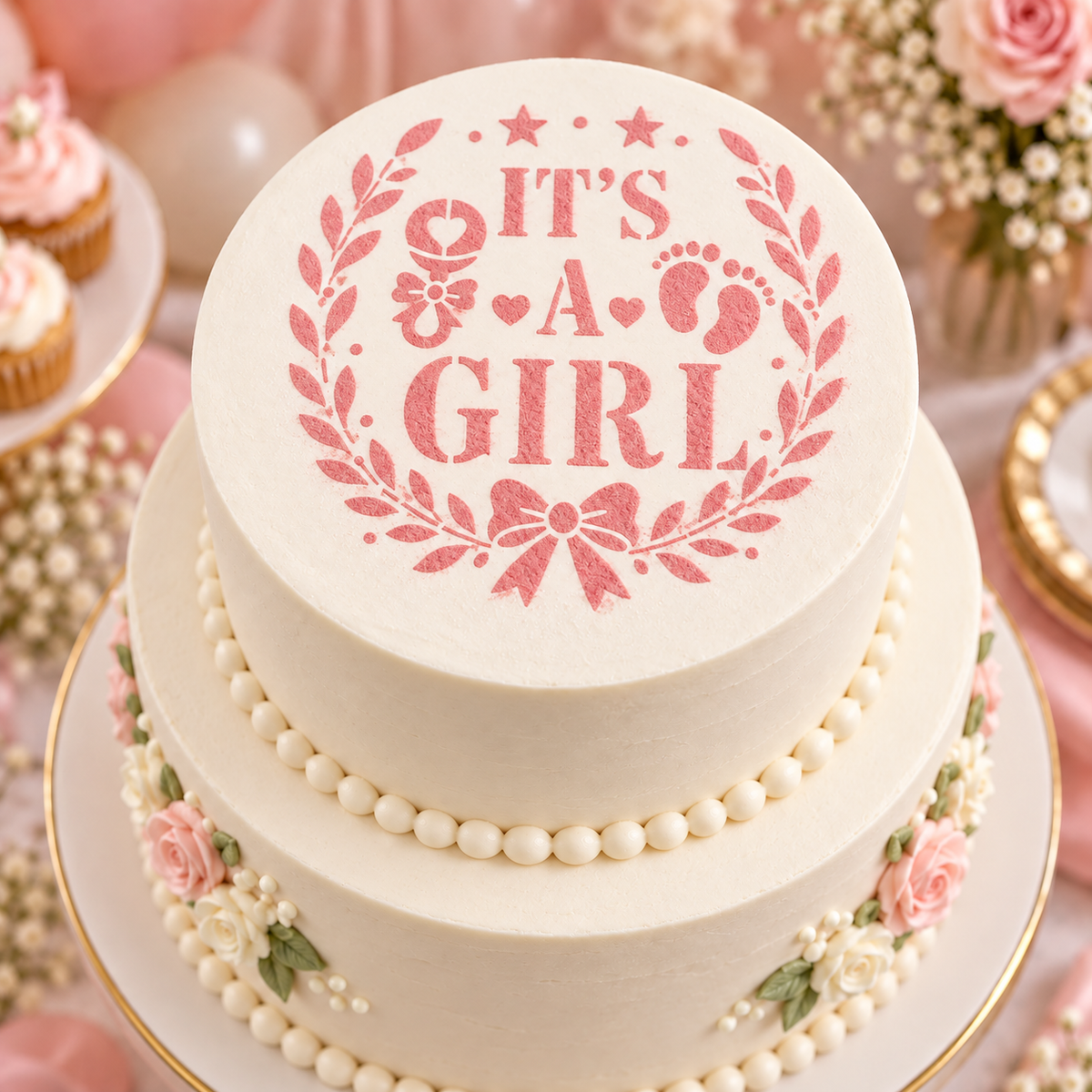It’s a Girl Baby-Shower Food Stencil