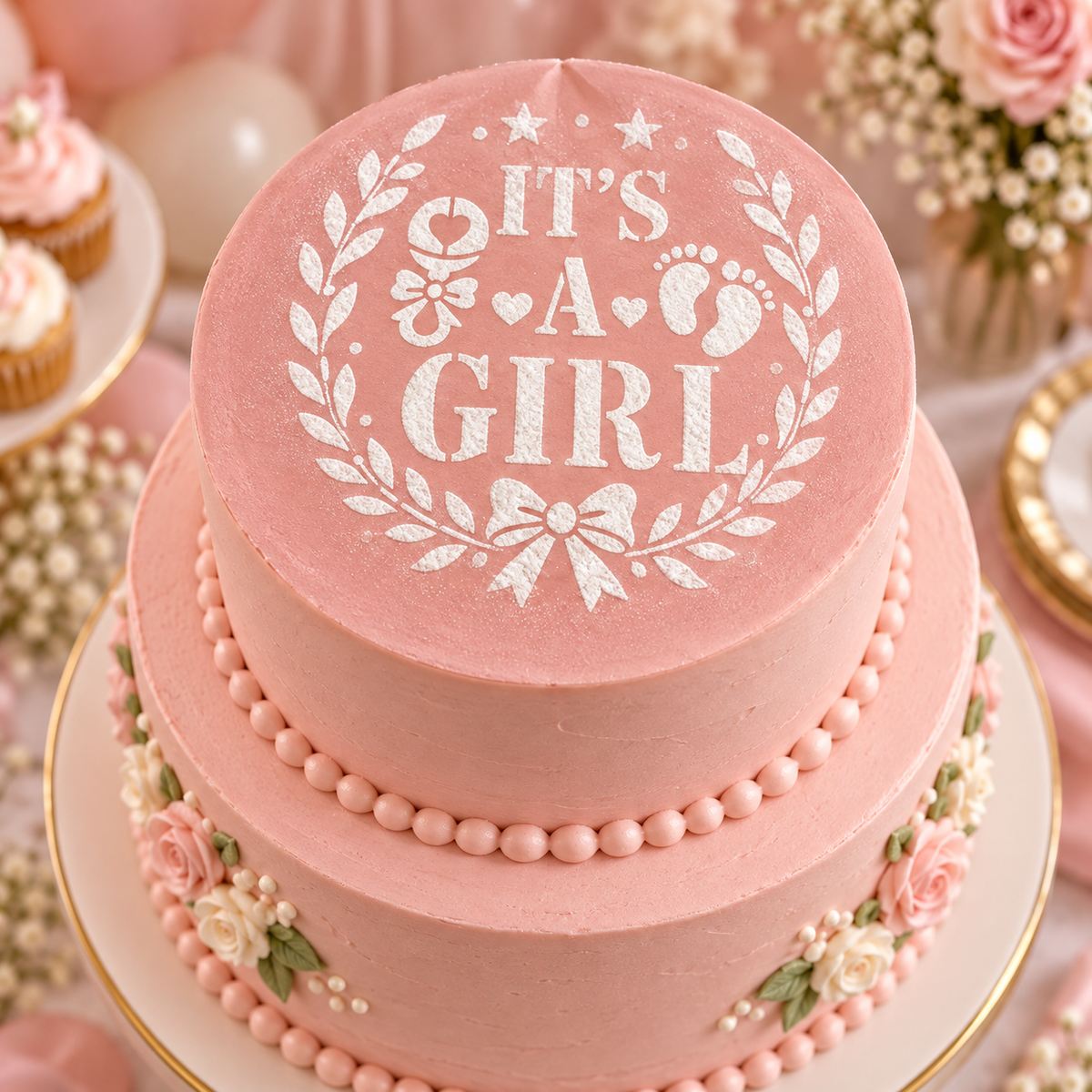 It’s a Girl Baby-Shower Food Stencil
