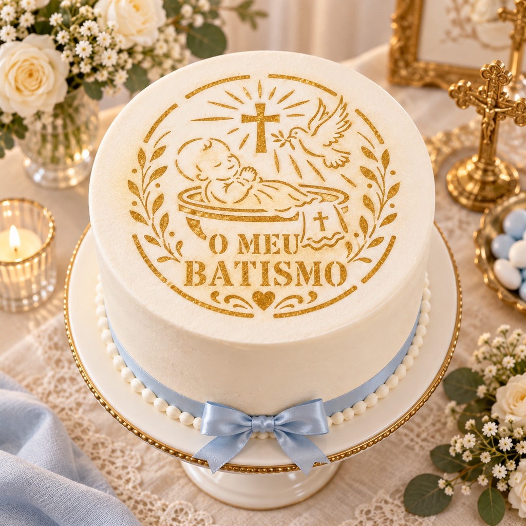 Portuguese “O Meu Batismo” Baptism Food Stencil