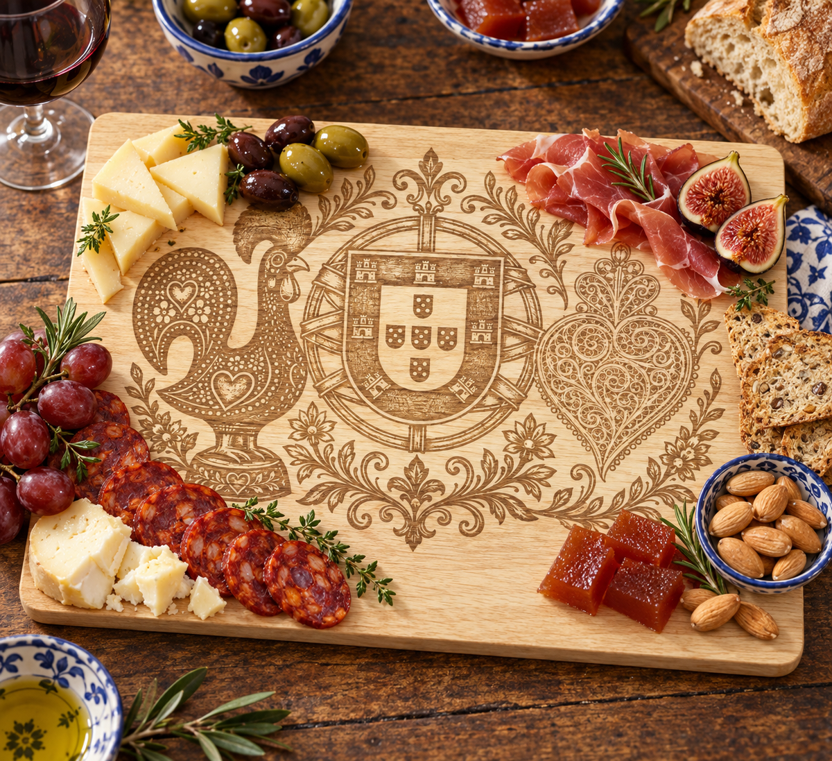 Portuguese Heritage Engraved Cutting &amp; Charcuterie Board