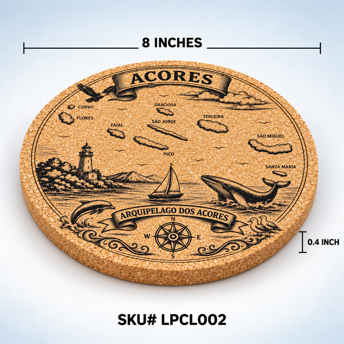 Açores Archipelago Engraved Cork Trivet – LPCL002