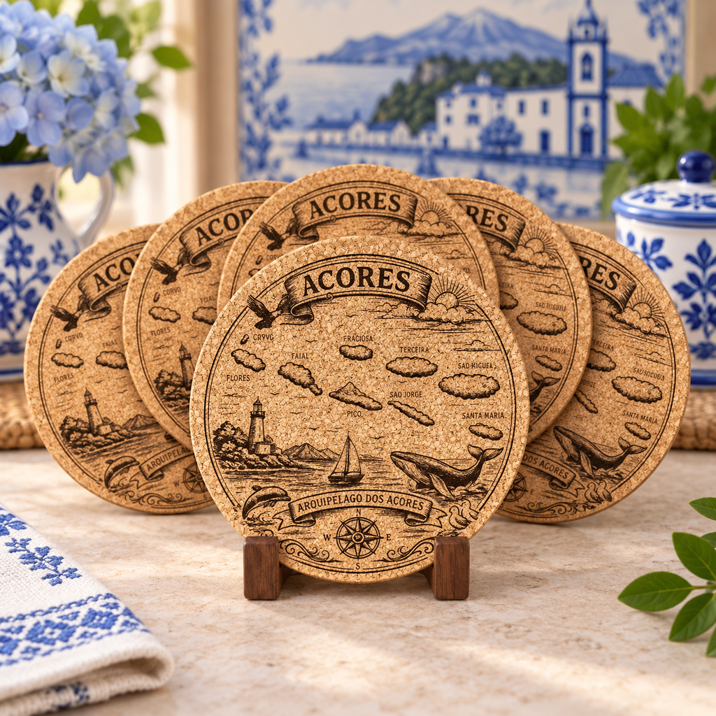 Açores Engraved Cork Coaster Set OF 6
