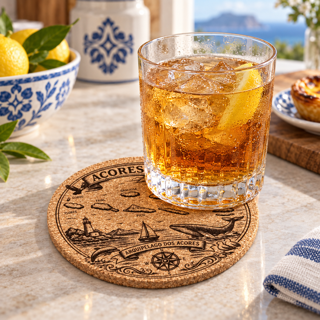 Açores Engraved Cork Coaster Set OF 6